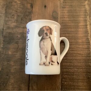 Beagle Ceramic Dog Bowl in White with Beagle Image